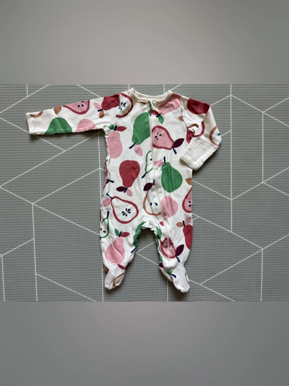 Wonder nation|Baby gender neutral White Footed One-piece,fruit:pear print•••0-3M